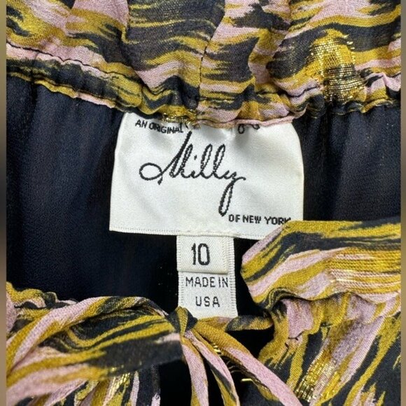 Milly of New York Printed Golden Polkadot Long Sleeve Blouse - Picture 8 of 10